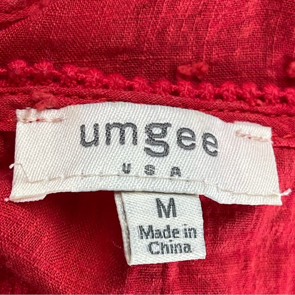 Umgee size medium red dotted Swiss tiered mini dress - Picture 5 of 6